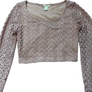 Forever 21 Pink Long Sleeve Crop Blouse